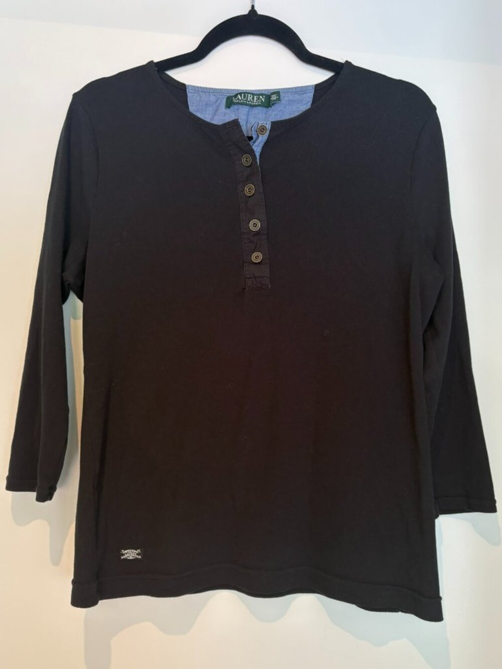 Lauren Ralph Lauren Navy Long Sleeve Henley Shirt XL Excellent Condition